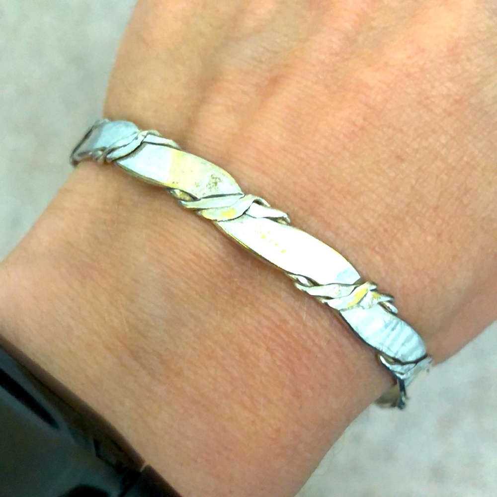 Stamped Sterling 925 Bangle Bracelet rope twist